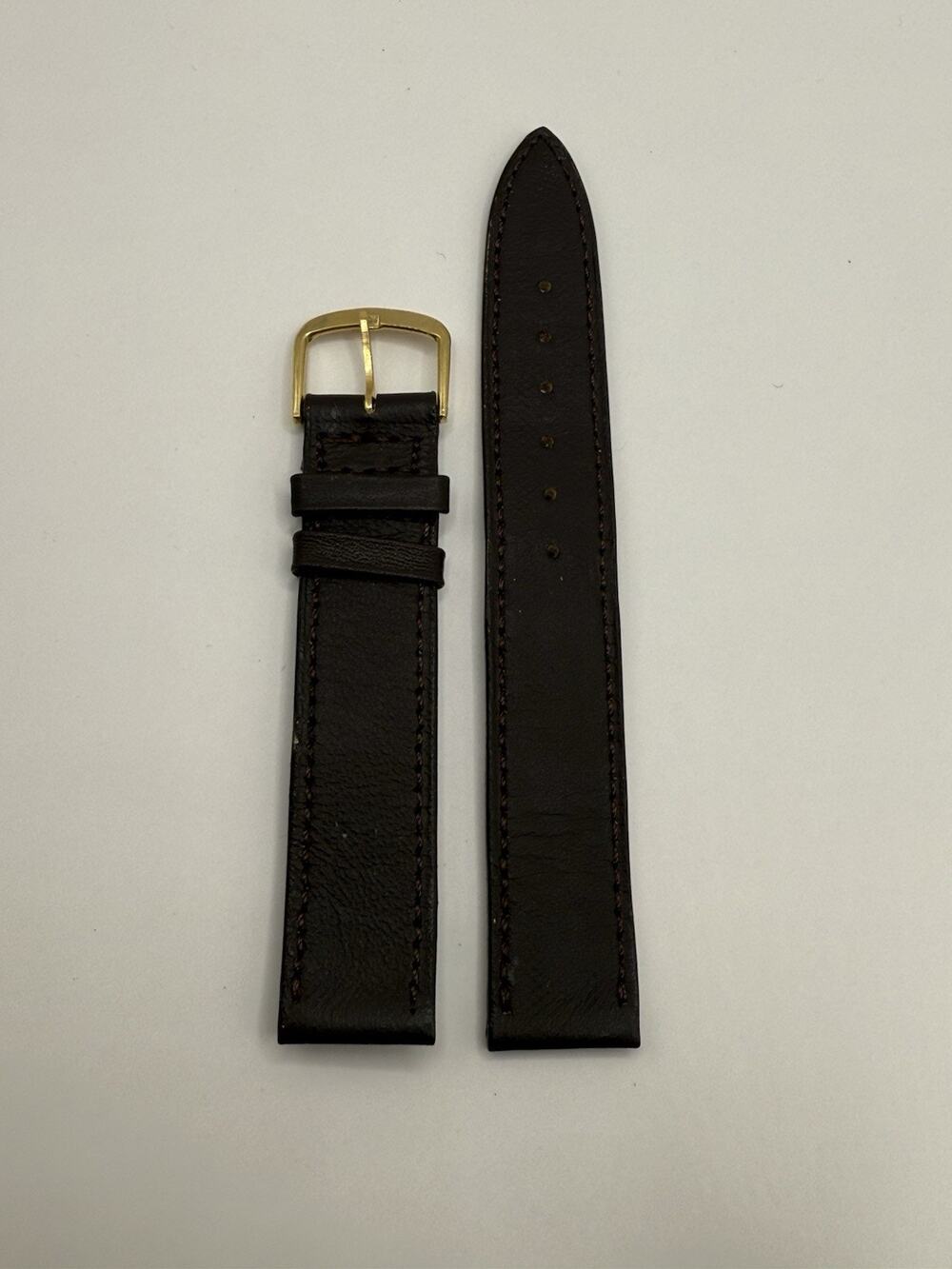 16mm KREISLER Genuine Lizard Brown NOS Vintage Watch Band & Gold Buckle